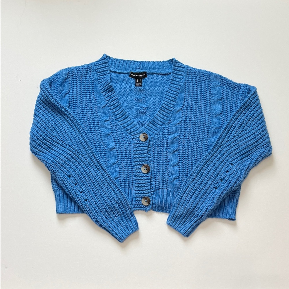 Streetwear Society Blue Button-Up Cardigan